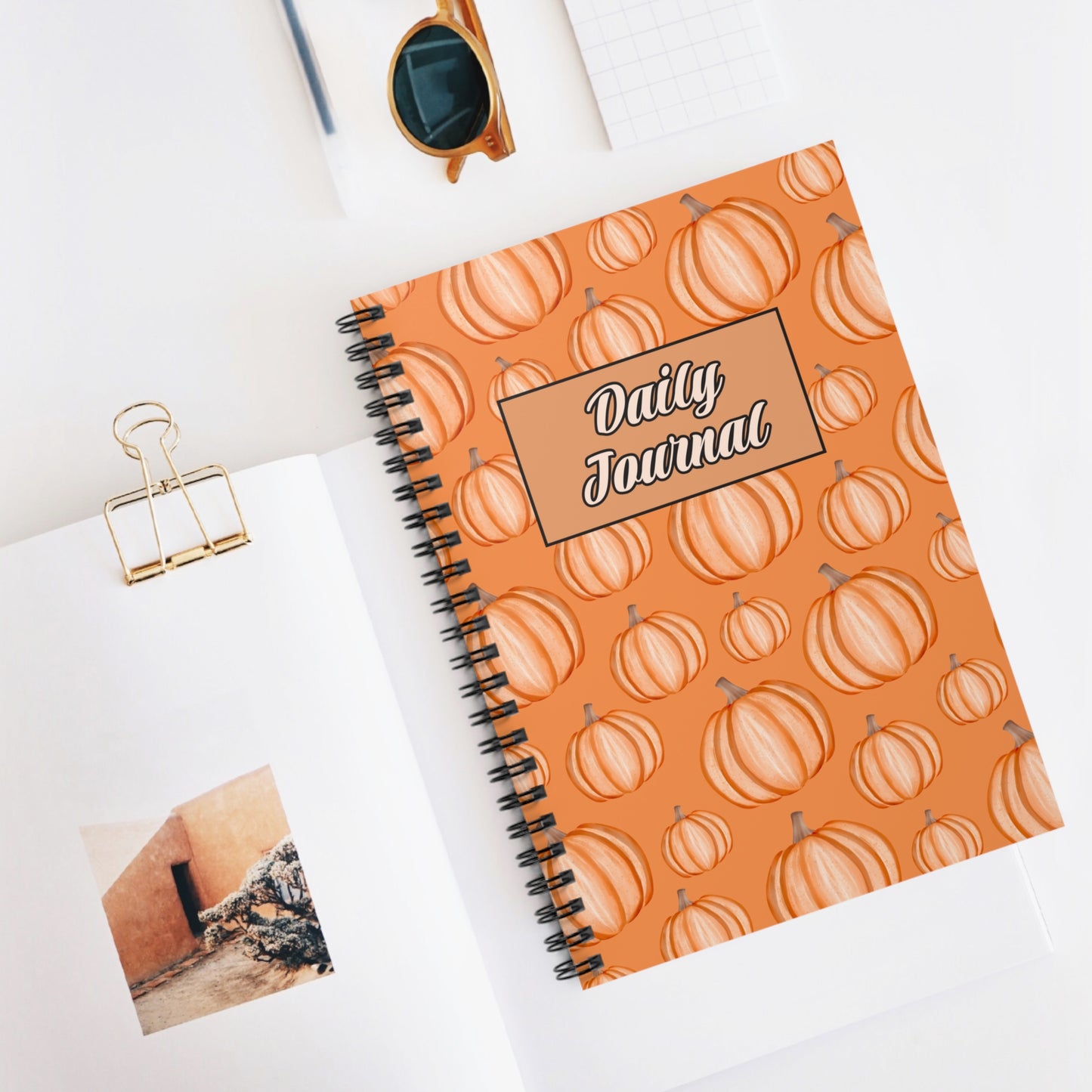 Autumn Pumpkin Daily Journal Spiral Notebook
