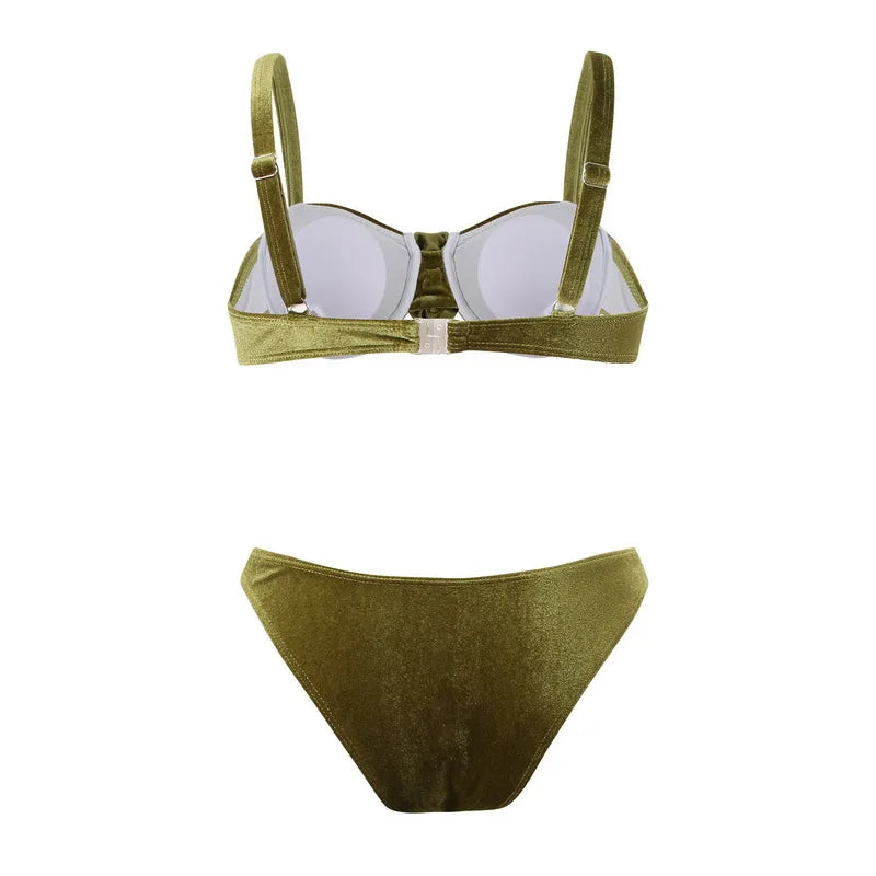 Palm Tree Green Two-Piece Women's Bikini