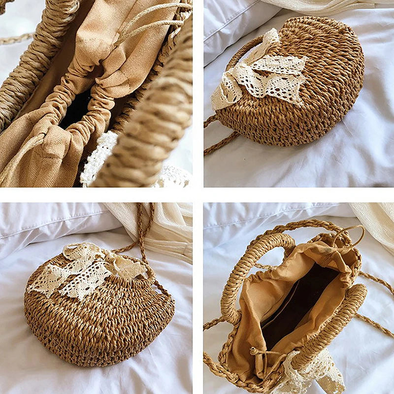 Round Rattan Woven Straw Summer Bag