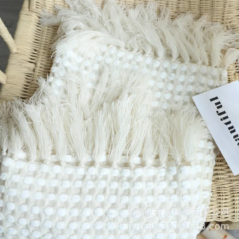 Cream White Knitted Throw Blanket