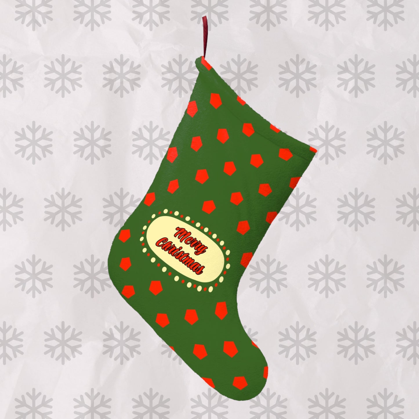 "Merry Christmas" Polka Dot Christmas Stocking