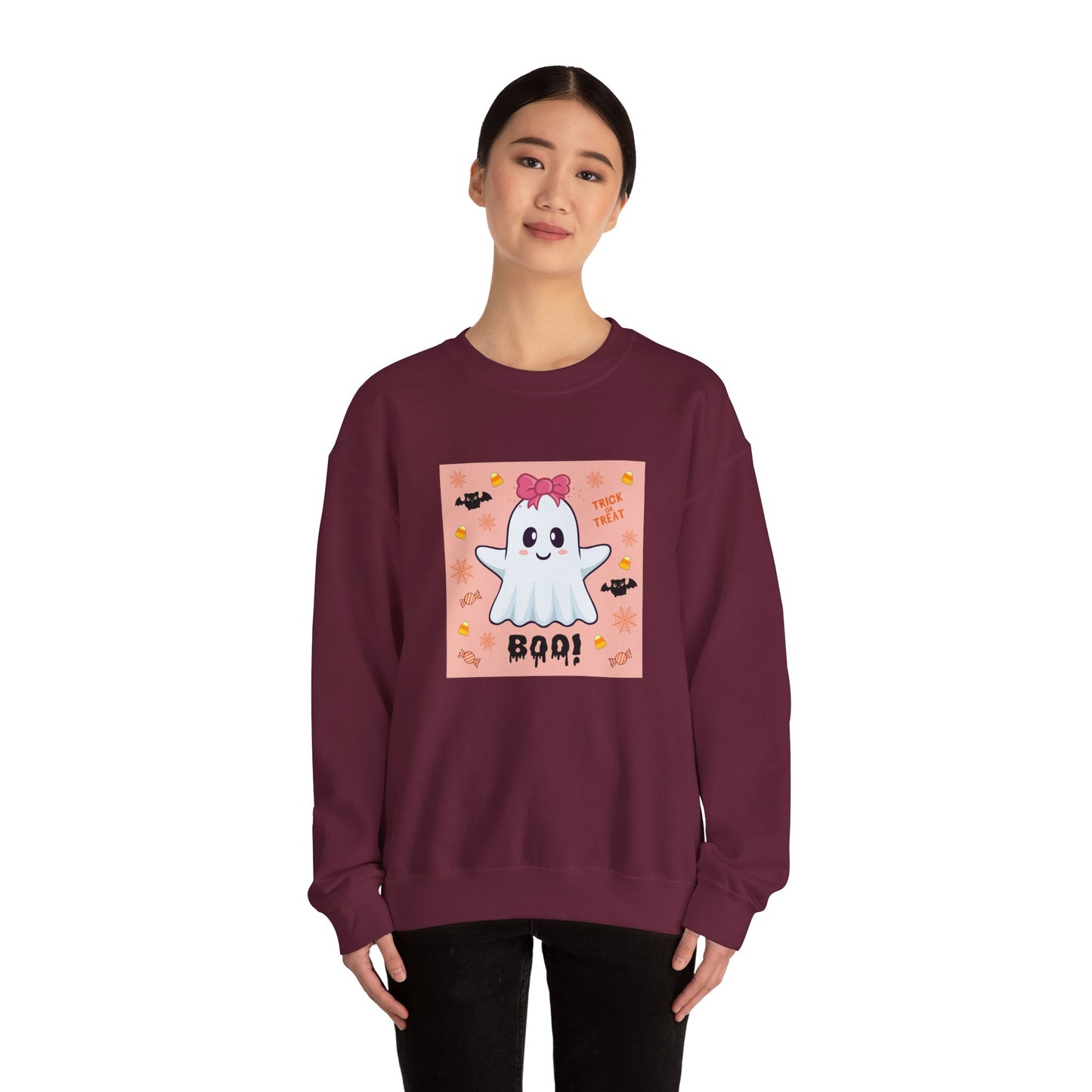 Pink Bow "Boo!" Ghost Crewneck Sweatshirt