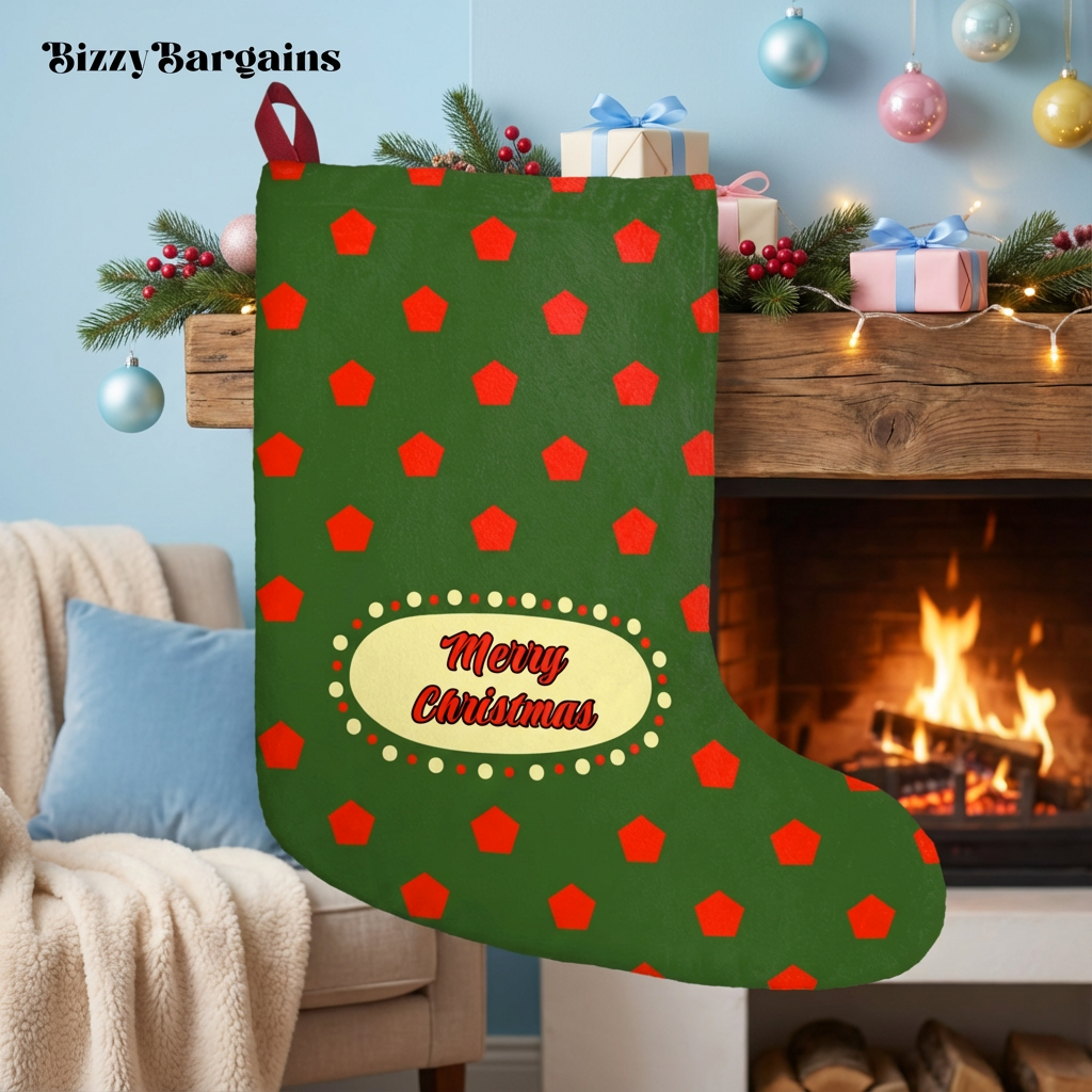 "Merry Christmas" Polka Dot Christmas Stocking