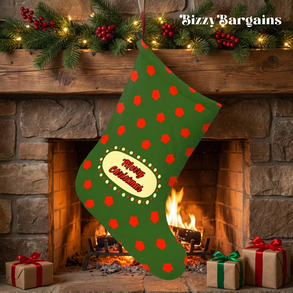 "Merry Christmas" Polka Dot Christmas Stocking