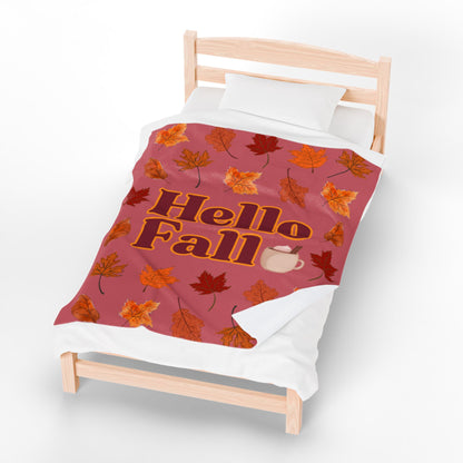 "Hello Fall" Velveteen Plush Blanket