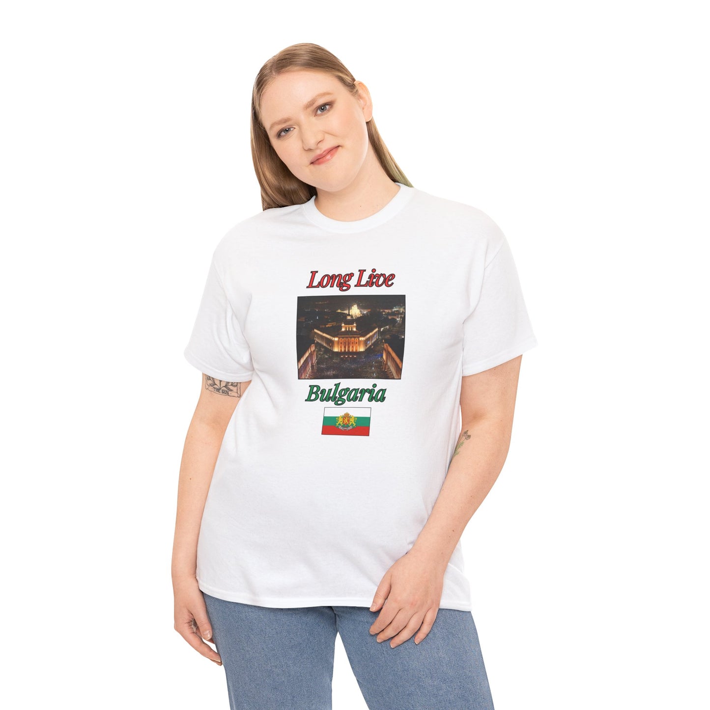 Patriotic Bulgarian Flag “Long Live Bulgaria” White T-Shirt