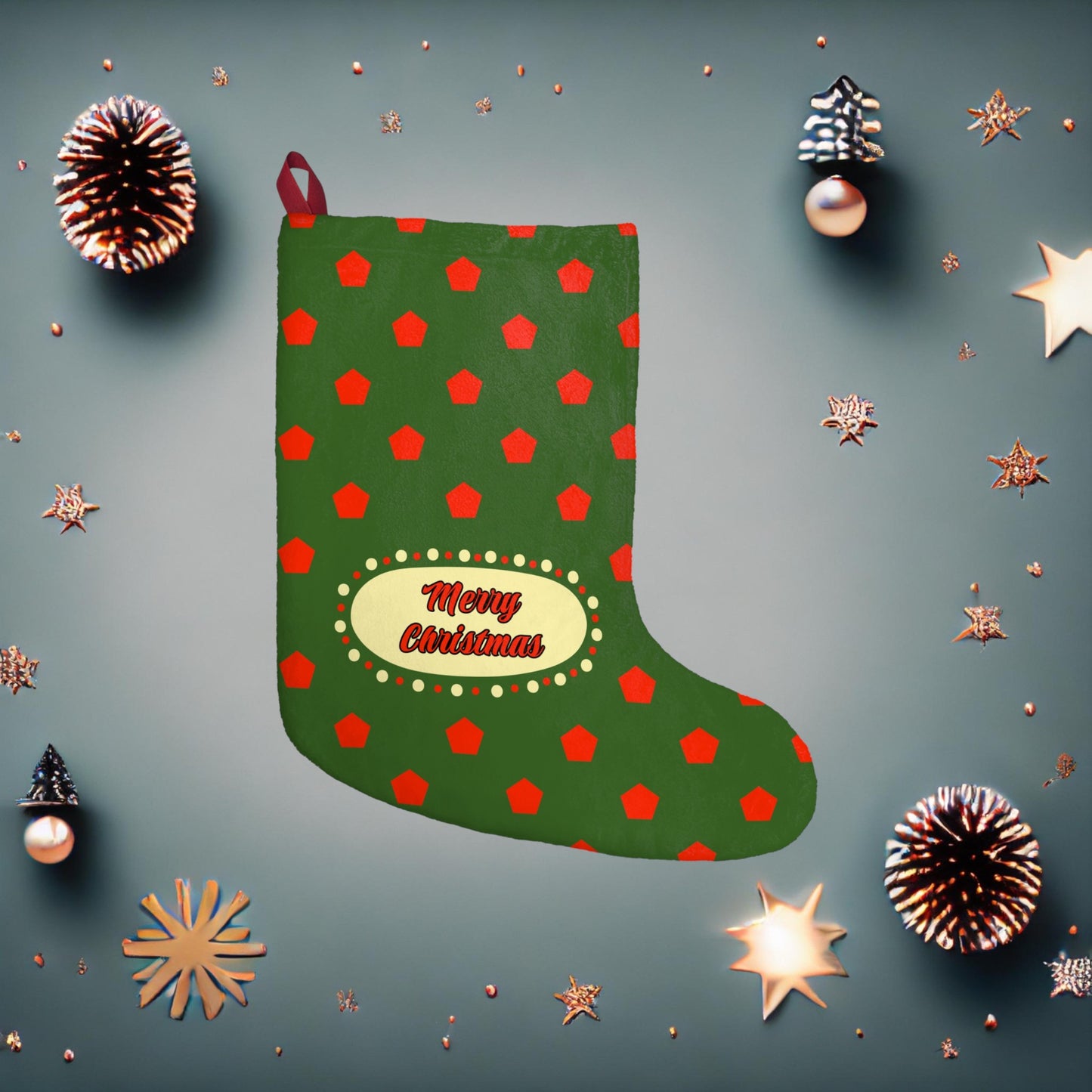 "Merry Christmas" Polka Dot Christmas Stocking