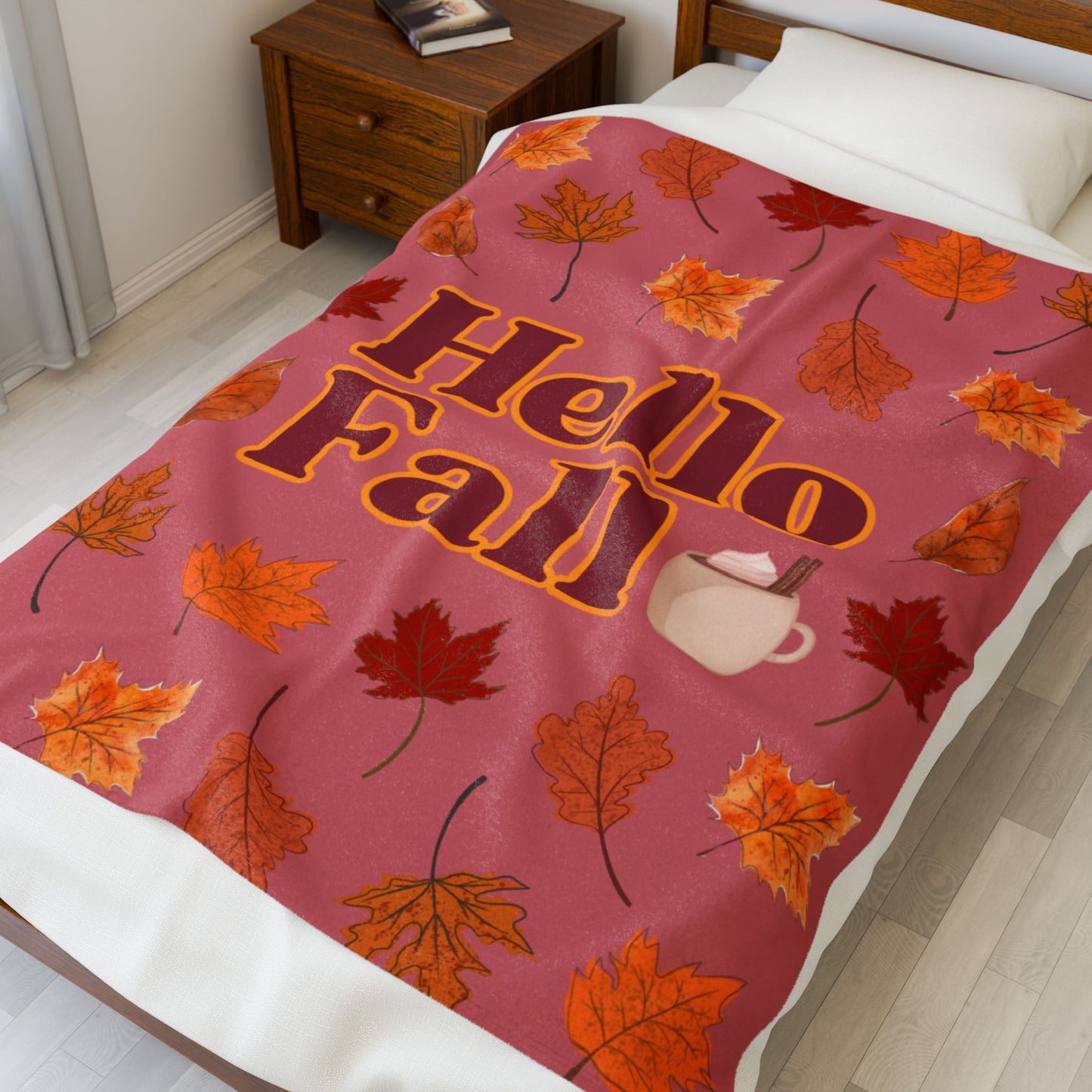 "Hello Fall" Velveteen Plush Blanket