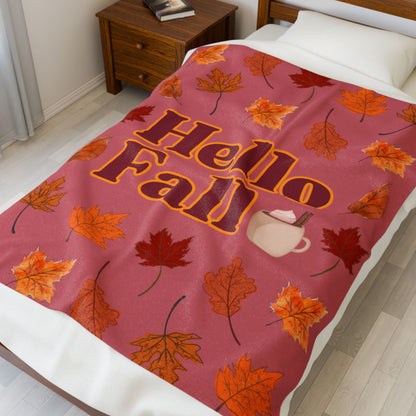 "Hello Fall" Velveteen Plush Blanket