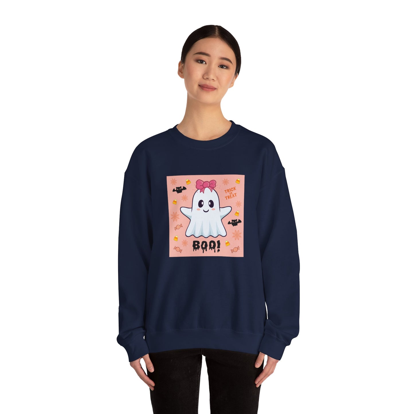 Pink Bow "Boo!" Ghost Crewneck Sweatshirt