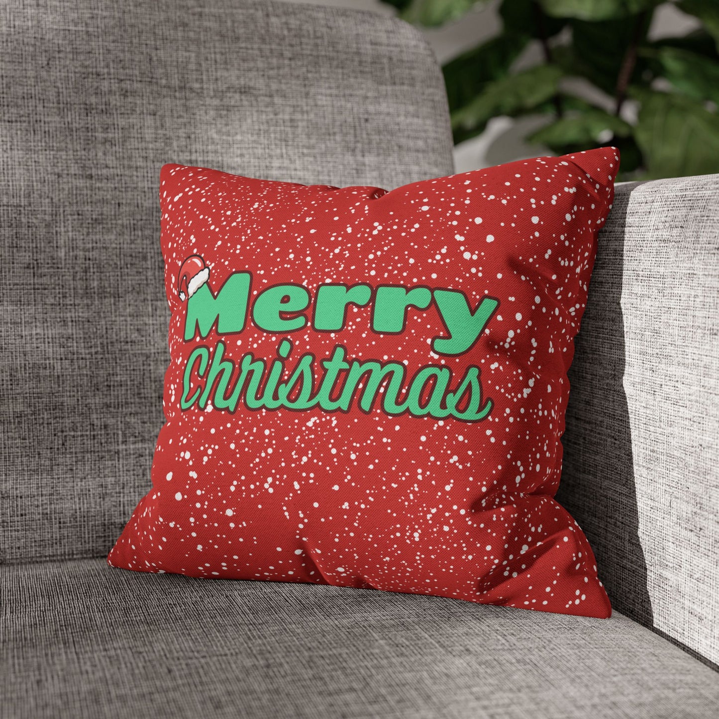 "Merry Christmas" Red Holiday Throw Pillowcase