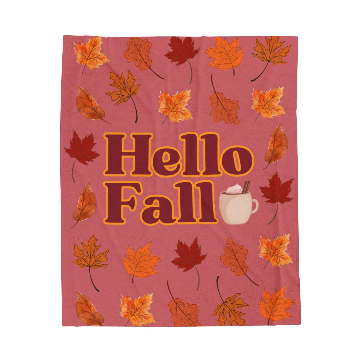 "Hello Fall" Velveteen Plush Blanket