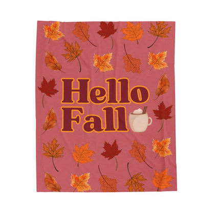 "Hello Fall" Velveteen Plush Blanket