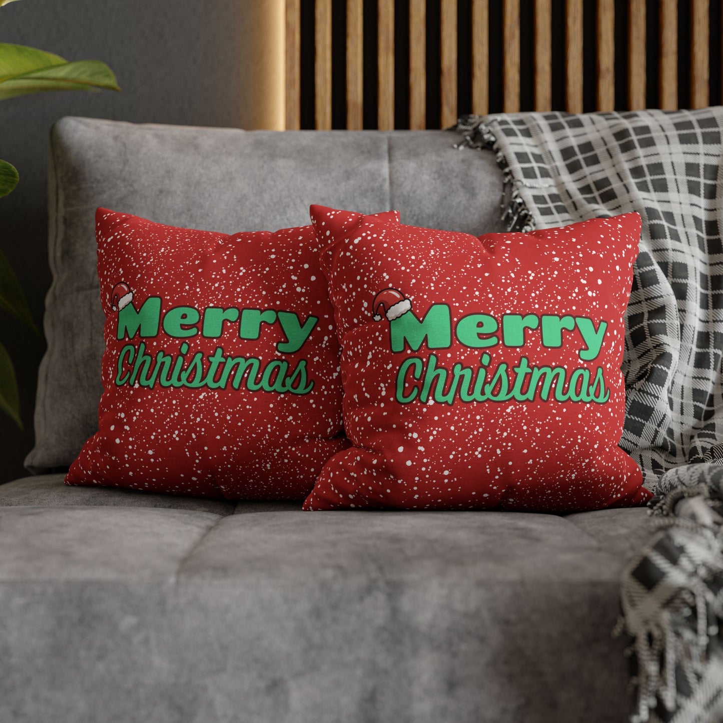 "Merry Christmas" Red Holiday Throw Pillowcase