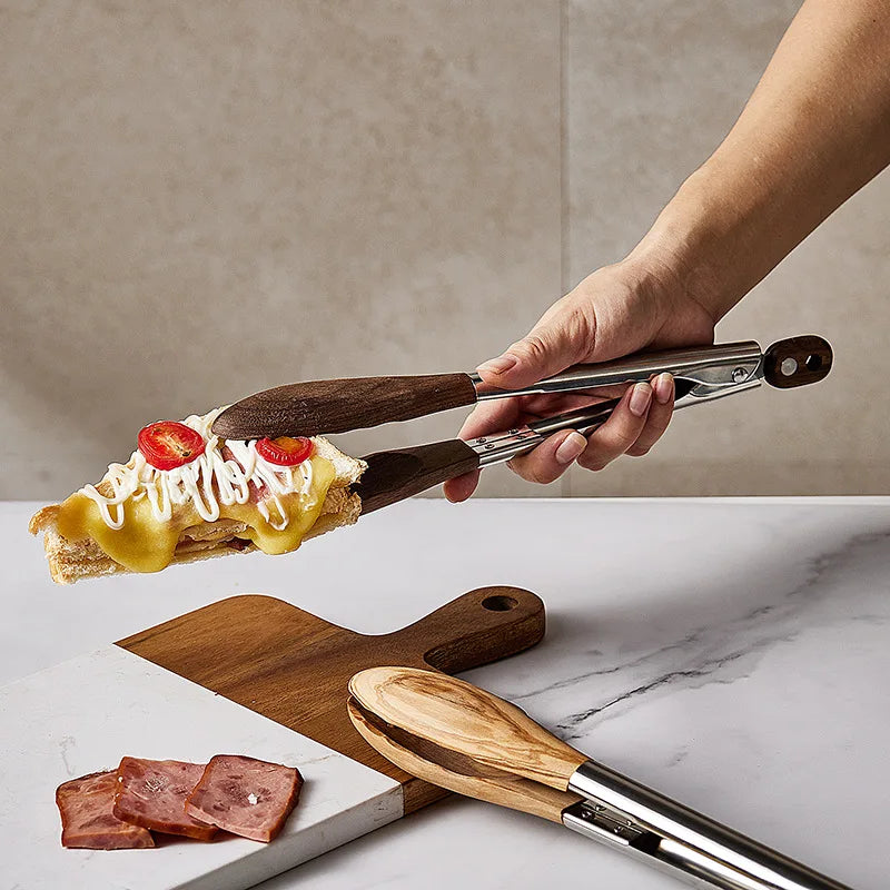 Multi-Purpose Wooden Cooking Tongs