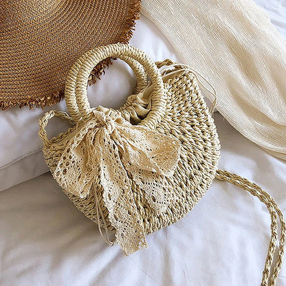 Round Rattan Woven Straw Summer Bag