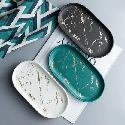 Oval Marble Design Storage Tray