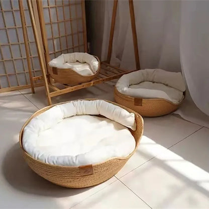 Modern Rattan Pet Basket Bed