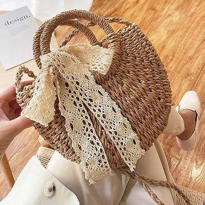 Round Rattan Woven Straw Summer Bag