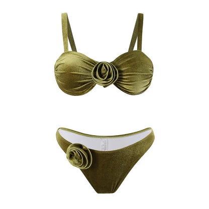 Palm Tree Green Two-Piece Women's Bikini