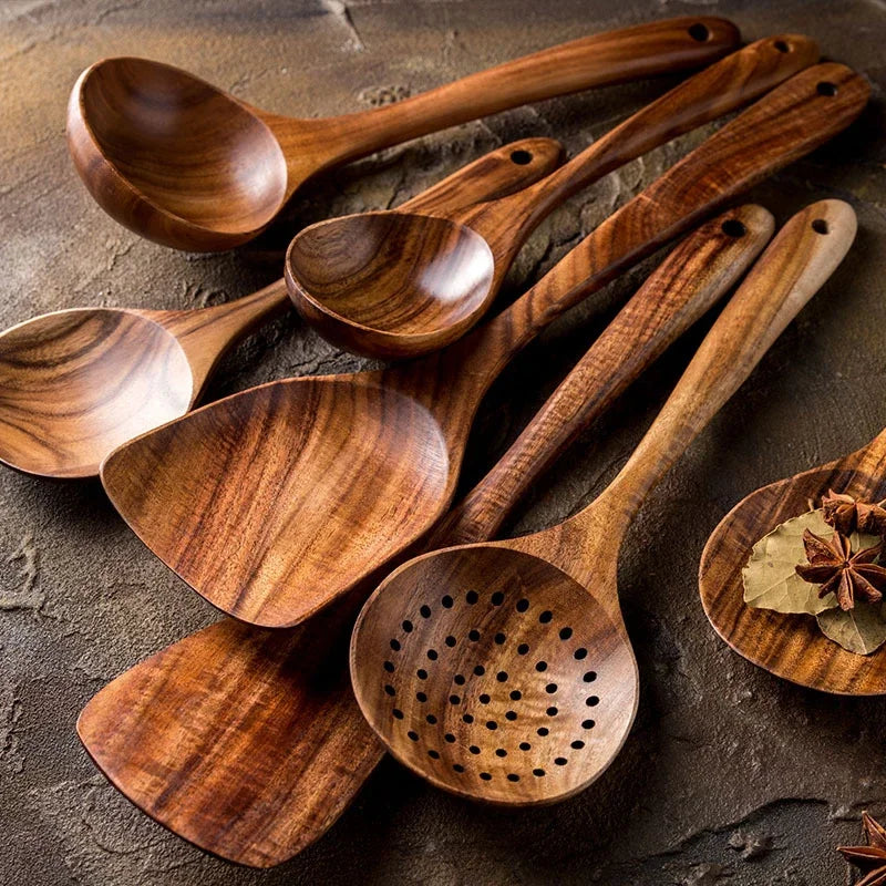 Natural Wood Cooking Utensil Kit