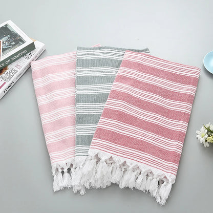 Turkish Cotton Stripe Fringed Beach Towel