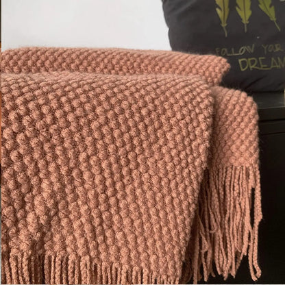Lightweight Textured Knitted Throw Blanket
