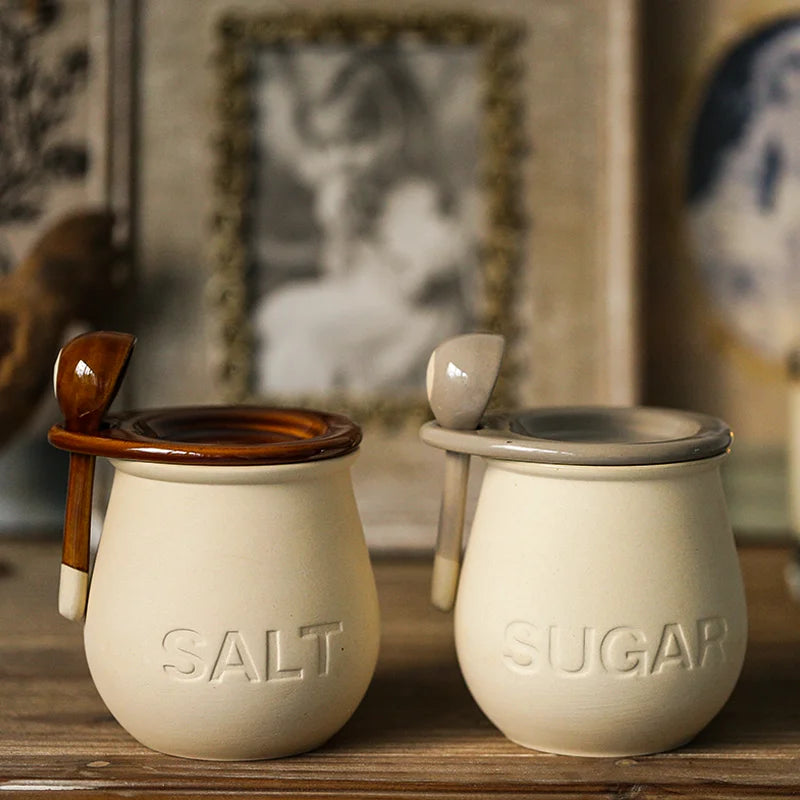 Ceramic Salt & Sugar Storage Jar With Lid