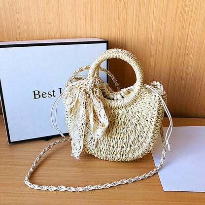 Round Rattan Woven Straw Summer Bag