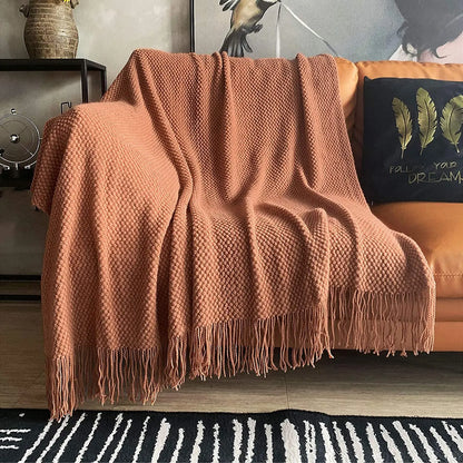 Lightweight Textured Knitted Throw Blanket