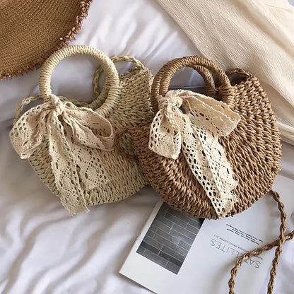 Round Rattan Woven Straw Summer Bag