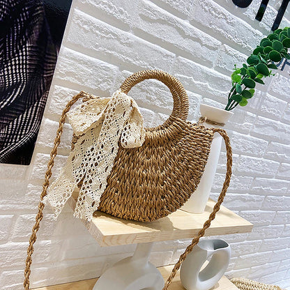 Round Rattan Woven Straw Summer Bag