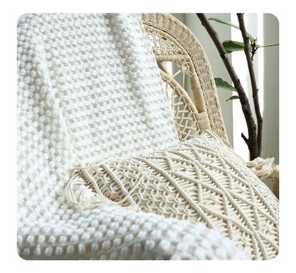 Cream White Knitted Throw Blanket