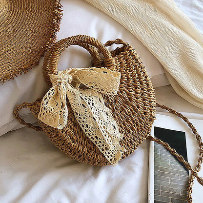 Round Rattan Woven Straw Summer Bag