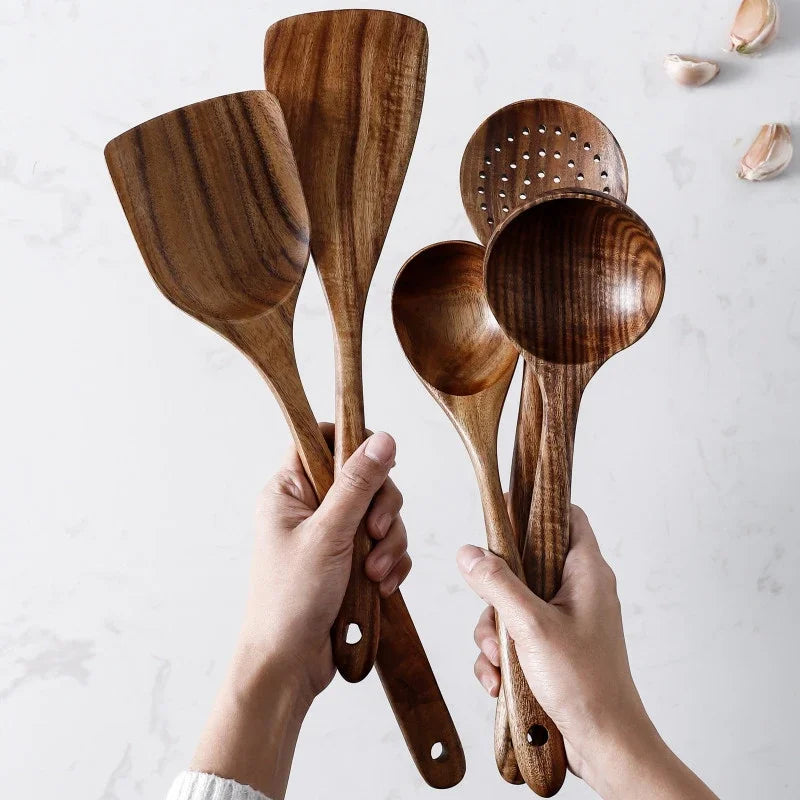 Natural Wood Cooking Utensil Kit