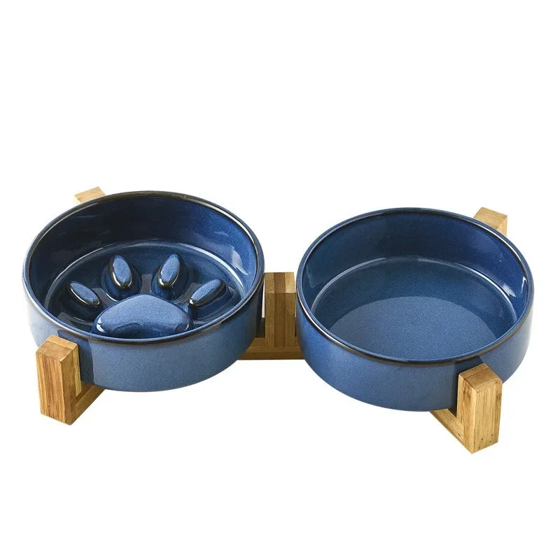 Blue & Cream Ceramic Pet Bowls