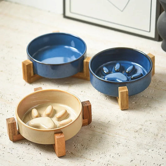 Blue & Cream Ceramic Pet Bowls