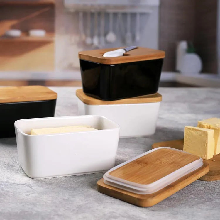 Rectangular Ceramic Butter Storage Jar