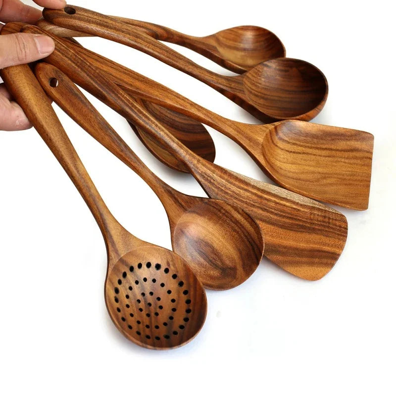 Natural Wood Cooking Utensil Kit