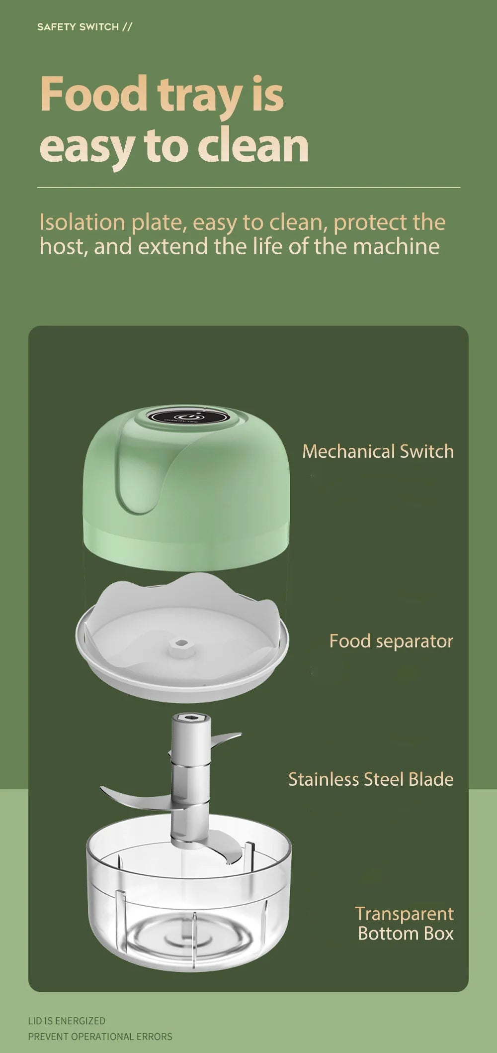 Electric Wireless Mini Food Processor