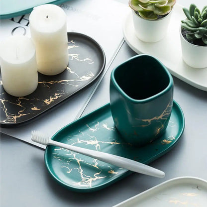 Oval Marble Design Storage Tray