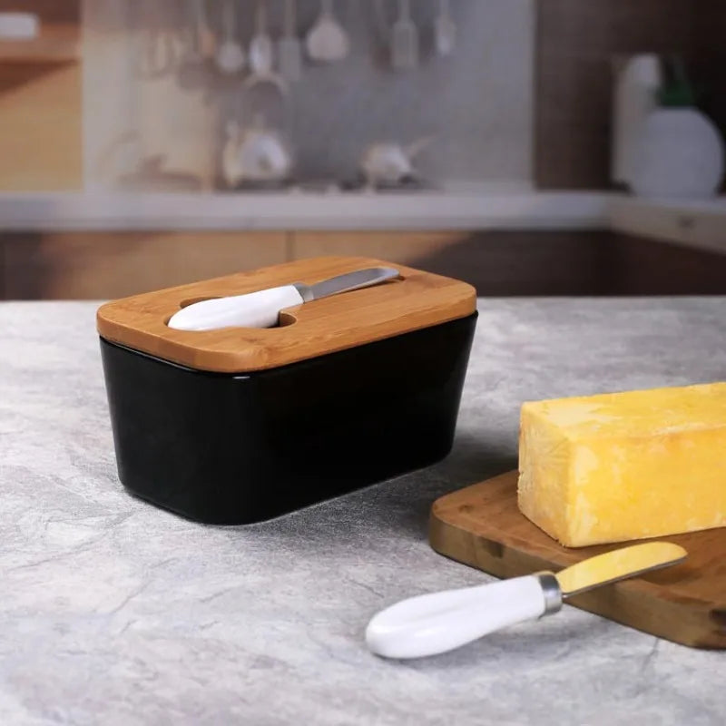 Rectangular Ceramic Butter Storage Jar