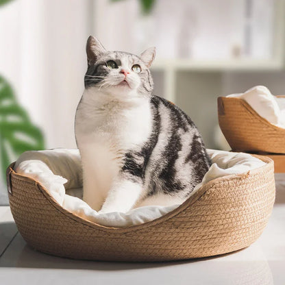 Modern Rattan Pet Basket Bed