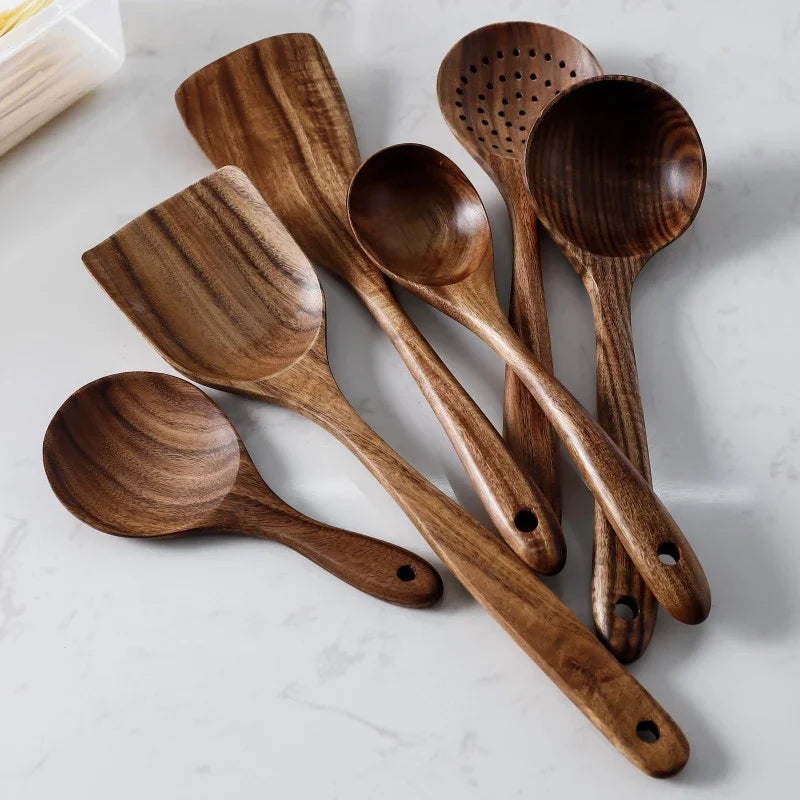 Natural Wood Cooking Utensil Kit