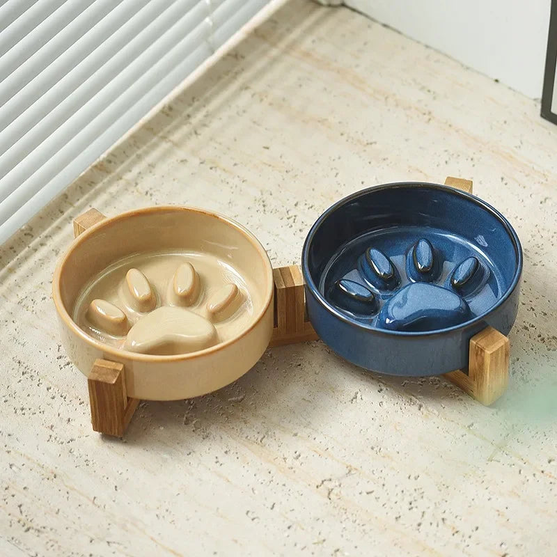 Blue & Cream Ceramic Pet Bowls
