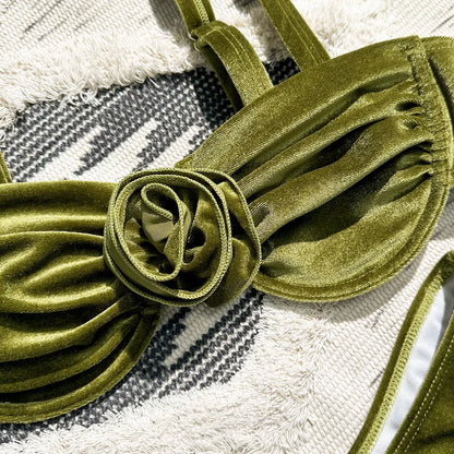 Palm Tree Green Two-Piece Women's Bikini