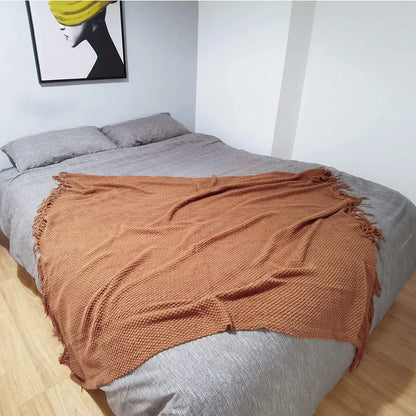 Lightweight Textured Knitted Throw Blanket